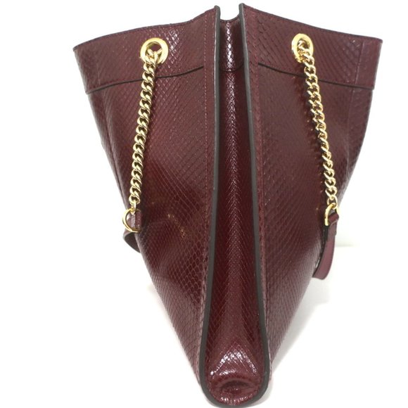GUCCI RAJAH PYTHON MAXI TOTE BORDEAUX CHAIN STRAP SHOULDER BAG - Picture 6 of 15